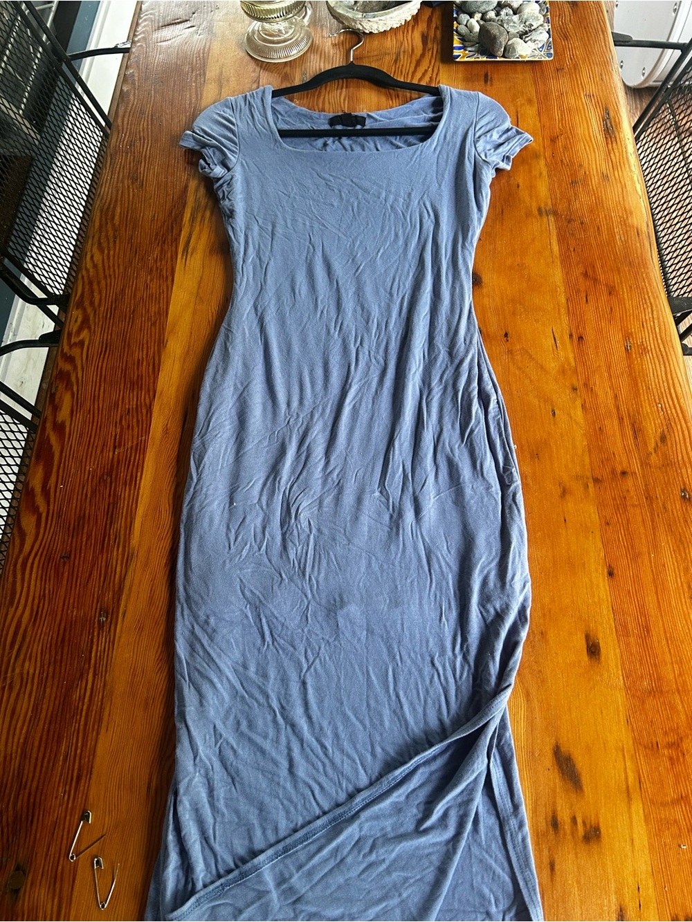 See You Monday Women’s Scoop Neck Stretch Maxi Dress - Light Blue